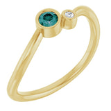14K Gold Round Lab-Grown Alexandrite Accented Bezel-Set Ring - Yellow Gold