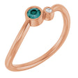 14K Gold Round Lab-Grown Alexandrite Accented Bezel-Set Ring - Rose Gold