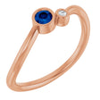 14K Gold Round Lab-Grown Blue Sapphire Accented Bezel-Set Ring - Rose Gold