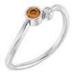 Platinum Round Natural Citrine Accented Bezel-Set Ring