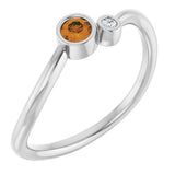 Platinum Round Natural Citrine Accented Bezel-Set Ring