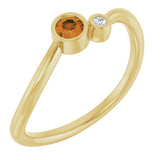 14K Gold Round Natural Citrine Accented Bezel-Set Ring - Yellow Gold