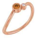 14K Gold Round Natural Citrine Accented Bezel-Set Ring - Rose Gold