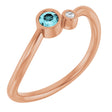 14K Gold Round Natural Blue Zircon Accented Bezel-Set Ring - Rose Gold