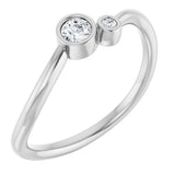 Platinum Round Natural Diamond Accented Bezel-Set Ring