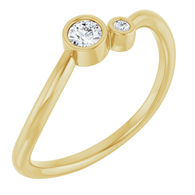 14K Gold Round Natural Diamond Accented Bezel-Set Ring - Yellow Gold