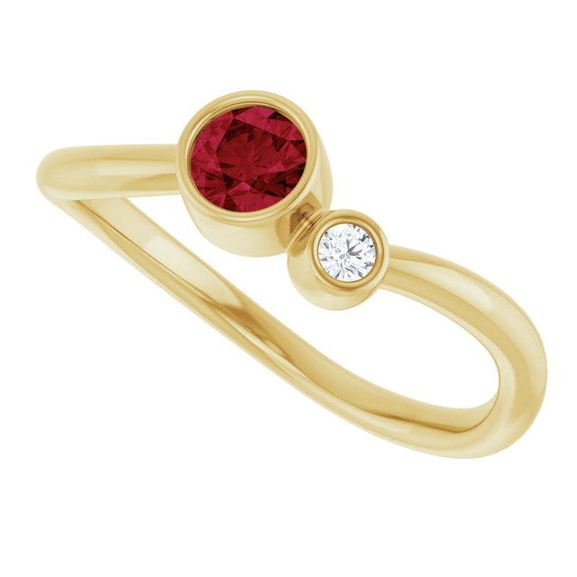 14K Gold Round Natural Ruby Accented Bezel-Set Ring - Yellow Gold - view 5