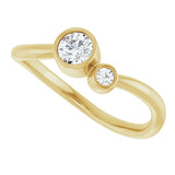 14K Gold Round Natural White Sapphire Accented Bezel-Set Ring - Yellow Gold - view 5