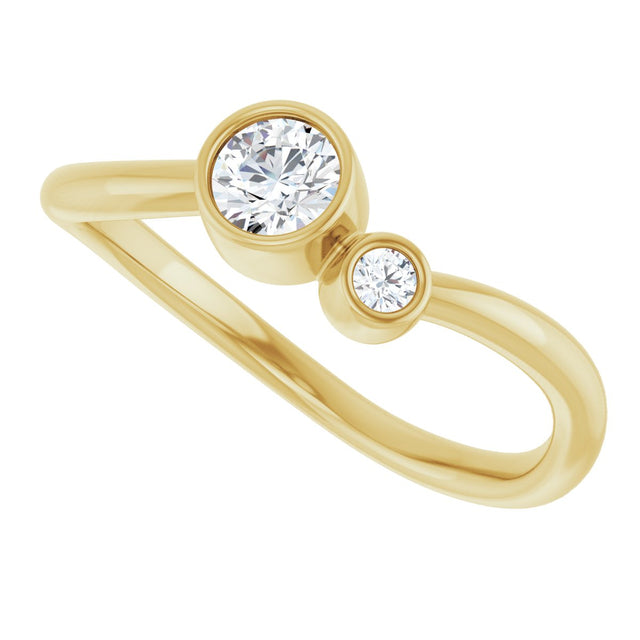 14K Gold Round Natural White Sapphire Accented Bezel-Set Ring - Yellow Gold - view 5