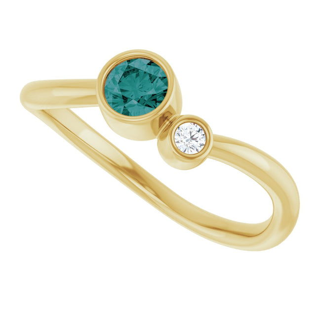 14K Gold Round Lab-Grown Alexandrite Accented Bezel-Set Ring - Yellow Gold - view 5