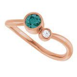 14K Gold Round Lab-Grown Alexandrite Accented Bezel-Set Ring - Rose Gold - view 5