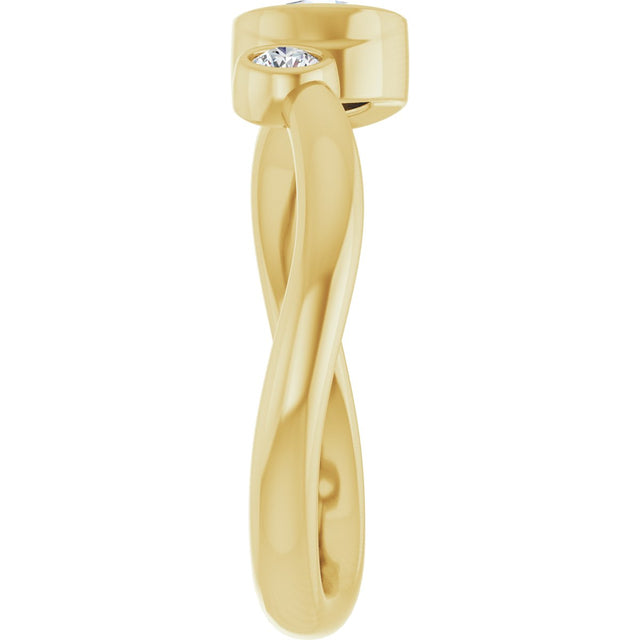 14K Gold Round Natural White Sapphire Accented Bezel-Set Ring - Yellow Gold - view 4