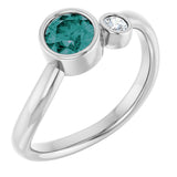 14K Gold Round Lab-Grown Alexandrite Accented Bezel-Set Ring - White Gold