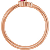 14K Gold Round Lab-Grown Ruby Accented Bezel-Set Ring - Rose Gold - view 2
