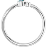 14K Gold Round Lab-Grown Alexandrite Accented Bezel-Set Ring - White Gold - view 2