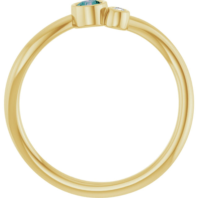 14K Gold Round Lab-Grown Alexandrite Accented Bezel-Set Ring - Yellow Gold - view 2