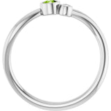 Platinum Round Natural Peridot Accented Bezel-Set Ring - view 2