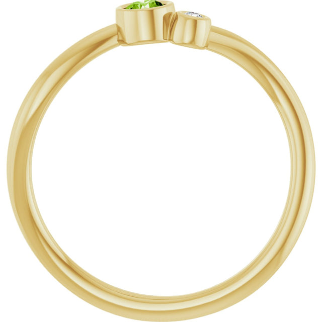 14K Gold Round Natural Peridot Accented Bezel-Set Ring - Yellow Gold - view 2