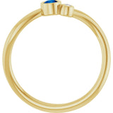 14K Gold Round Lab-Grown Blue Sapphire Accented Bezel-Set Ring - Yellow Gold - view 2
