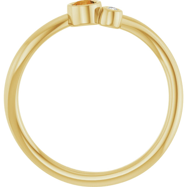14K Gold Round Natural Citrine Accented Bezel-Set Ring - Yellow Gold - view 2