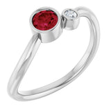 Platinum Round Natural Ruby Accented Bezel-Set Ring