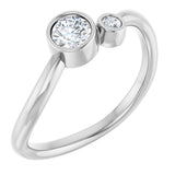 Platinum Round Natural White Sapphire Accented Bezel-Set Ring