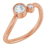 14K Gold Round Natural White Sapphire Accented Bezel-Set Ring - Rose Gold