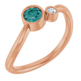 14K Gold Round Lab-Grown Alexandrite Accented Bezel-Set Ring - Rose Gold