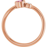 14K Gold Round Natural Pink Tourmaline Accented Bezel-Set Ring - Rose Gold - view 2