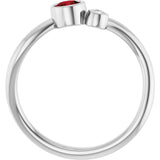 Platinum Round Natural Mozambique Garnet Accented Bezel-Set Ring - view 2