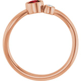 14K Gold Round Natural Mozambique Garnet Accented Bezel-Set Ring - Rose Gold - view 2