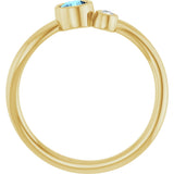 14K Gold Round Natural Aquamarine Accented Bezel-Set Ring - Yellow Gold - view 2