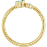 14K Gold Round Natural Blue Zircon Accented Bezel-Set Ring - Yellow Gold - view 2
