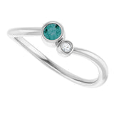 14K Gold Round Lab-Grown Alexandrite Accented Bezel-Set Ring - White Gold - view 5