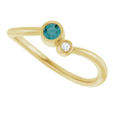 14K Gold Round Lab-Grown Alexandrite Accented Bezel-Set Ring - Yellow Gold - view 5