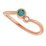 14K Gold Round Lab-Grown Alexandrite Accented Bezel-Set Ring - Rose Gold - view 5