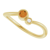 14K Gold Round Natural Citrine Accented Bezel-Set Ring - Yellow Gold - view 5