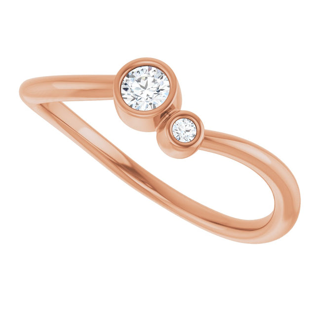14K Gold Round Natural Diamond Accented Bezel-Set Ring - Rose Gold - view 5
