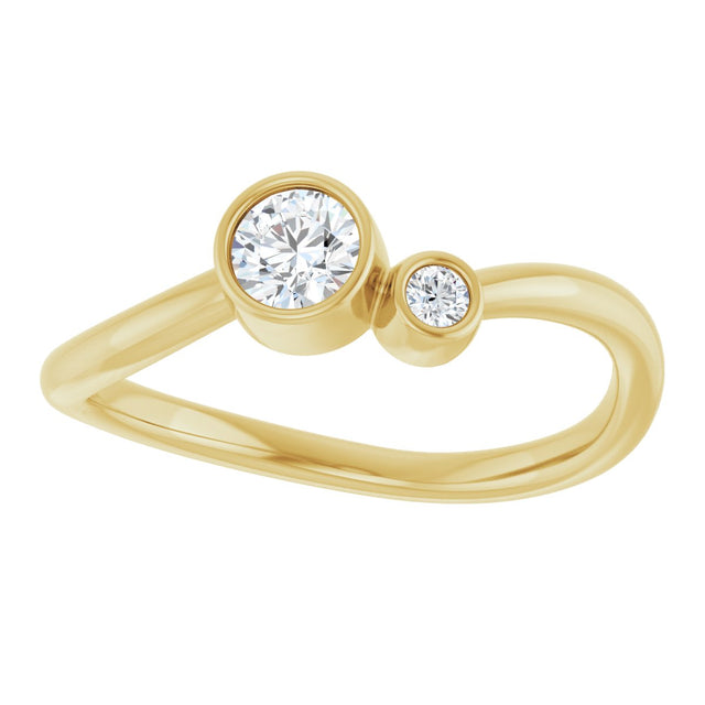 14K Gold Round Natural White Sapphire Accented Bezel-Set Ring - Yellow Gold - view 3