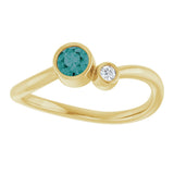 14K Gold Round Lab-Grown Alexandrite Accented Bezel-Set Ring - Yellow Gold - view 3