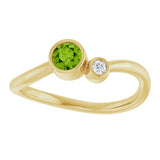 14K Gold Round Natural Peridot Accented Bezel-Set Ring - Yellow Gold - view 3