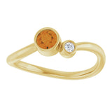 14K Gold Round Natural Citrine Accented Bezel-Set Ring - Yellow Gold - view 3