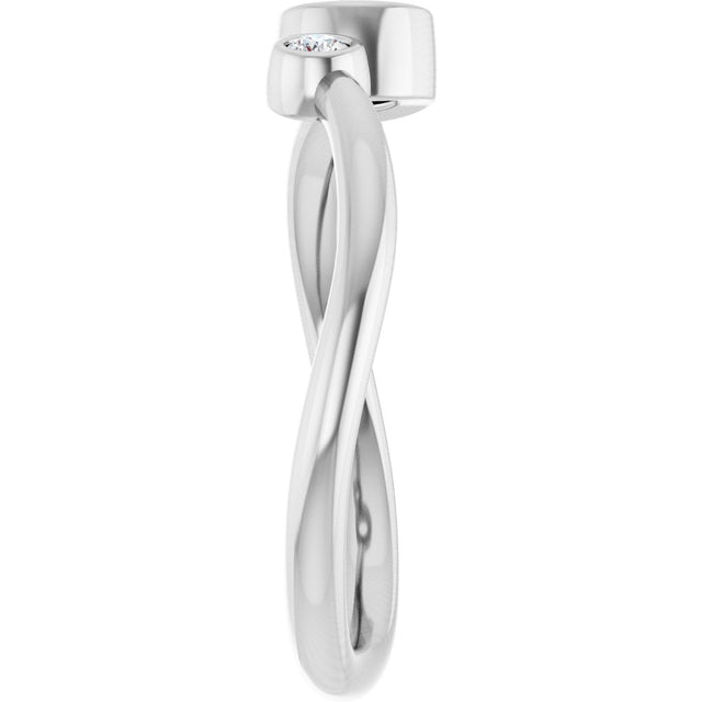 Platinum Round Natural White Sapphire Accented Bezel-Set Ring - view 4