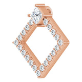 14K Gold Square Natural White Sapphire Accented Geometric Necklace or Pendant - Rose Gold - view 2