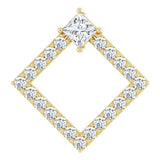 14K Gold Square Natural Diamond Accented Geometric Necklace or Pendant - Yellow Gold