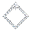 Platinum Square Natural Diamond Accented Geometric Necklace or Pendant