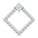 Platinum Square Natural Diamond Accented Geometric Necklace or Pendant