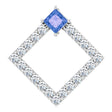 Platinum Square Natural Tanzanite Accented Geometric Necklace or Pendant