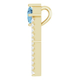 14K Gold Square Natural Aquamarine Accented Geometric Necklace or Pendant - Yellow Gold - view 3