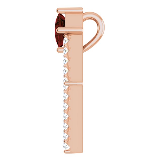 14K Gold Square Natural Mozambique Garnet Accented Geometric Necklace or Pendant - Rose Gold - view 3